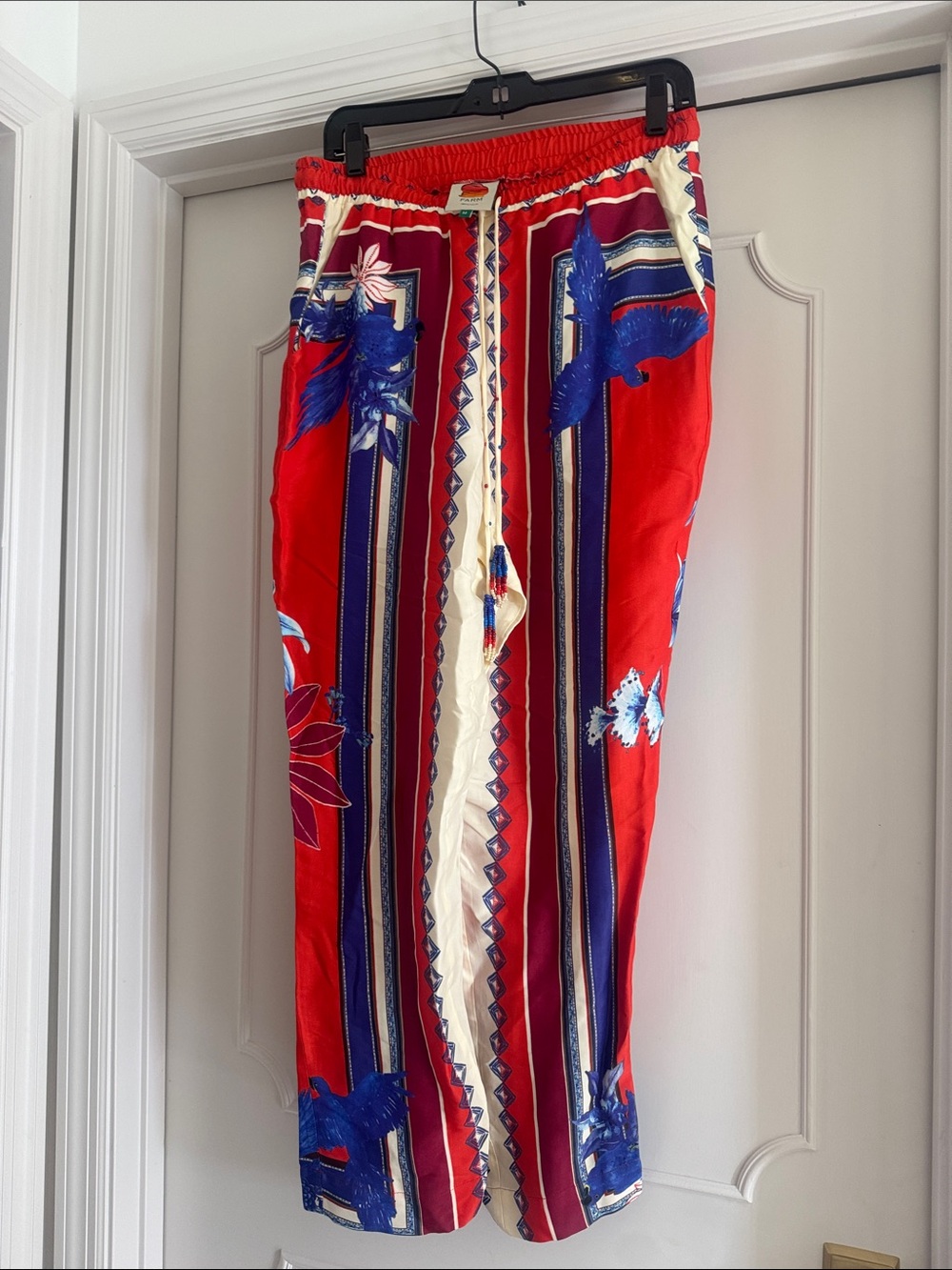 FARM Rio Macaw Print Satin Pants